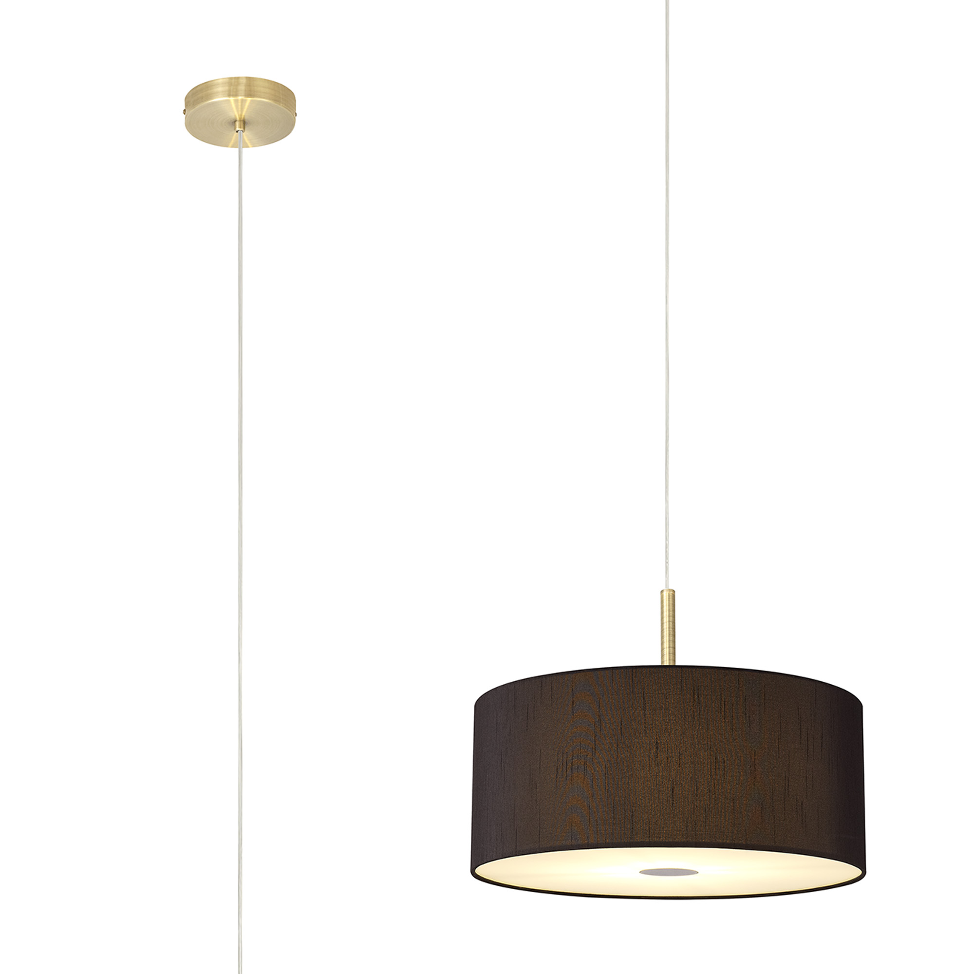 Baymont 40cm 3 Light Pendant Antique Brass, Black, Frosted Diffuser